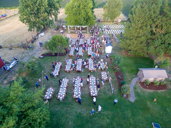 Drone wedding photo at Riverbell Farm