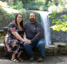 Couple in front of South Falls in Silver Falls State Park Oregon